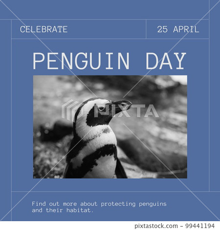 Composition of world penguin day text over penguin Composition of world penguin day text over penguin 99441194