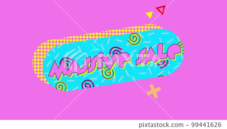 Massive sale graphic in turquoise oval on pink background Massive sale graphic in turquoise oval on pink background 99441626