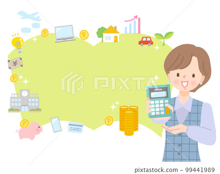 Image illustration material of a young woman explaining asset management Image illustration material of a young woman explaining asset management 99441989