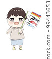 child with carp streamer 99443653