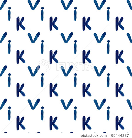 English letters K, L, I. Seamless watercolor pattern of blue letters in a chaotic pattern for your design English letters K, L, I. Seamless watercolor pattern of blue letters in a chaotic pattern for your design 99444287