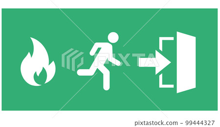 火災和逃生圖標 火災和逃生圖標 99444327