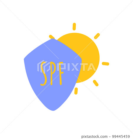 Sun protection icon. spf sign. Sunscreen protection and sun safety. Vector illustration. Sun protection icon. spf sign. Sunscreen protection and sun safety. Vector illustration. 99445459