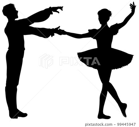 為古典芭蕾 7 擺姿勢的男人和女人 為古典芭蕾 7 擺姿勢的男人和女人 99445947