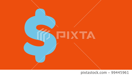 Composition of blue dollar sign over red background Composition of blue dollar sign over red background 99445961