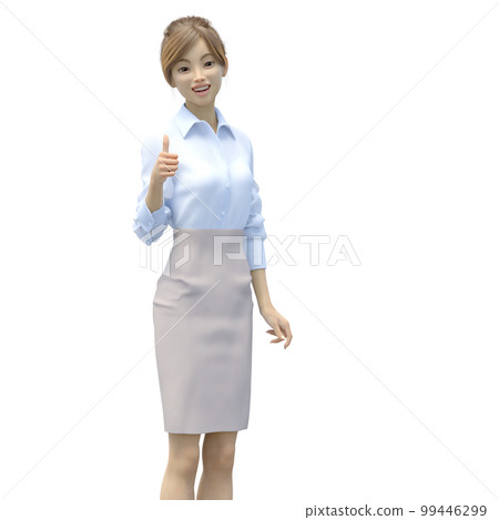 Female employee who likes perming3DCG illustration material Female employee who likes perming3DCG illustration material 99446299