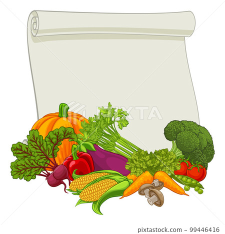 Vegetable Produce Food Scroll Background Cartoon 99446416