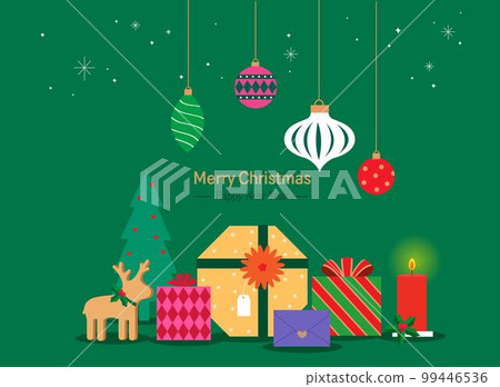 Christmas objects drawing_candles, gifts and ornament 99446536