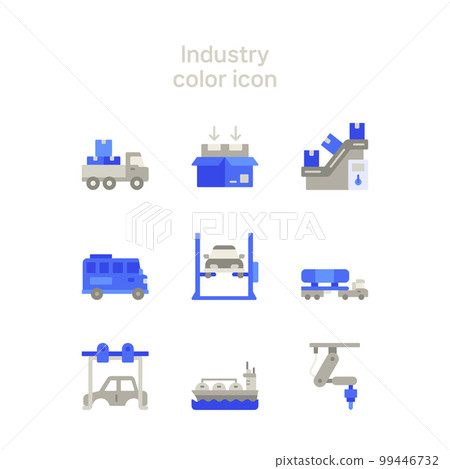 vector icon set on mechanical production, equipment and industry 99446732