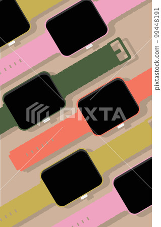 smart watches of different colors collage vector graphics 99448191