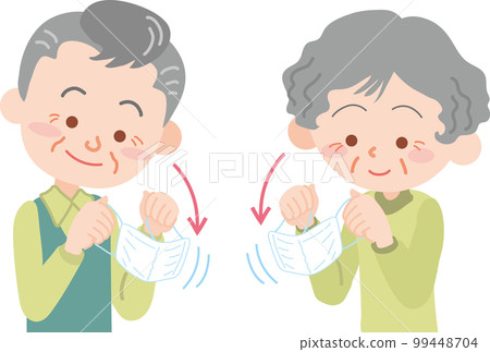摘下口罩_老年男女_帶箭頭 摘下口罩_老年男女_帶箭頭 99448704