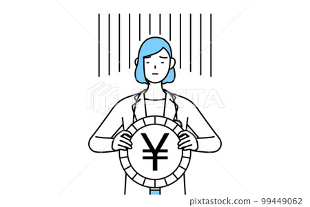 匯率損失和日元貶值的形象，穿白大褂的女醫生 99449062