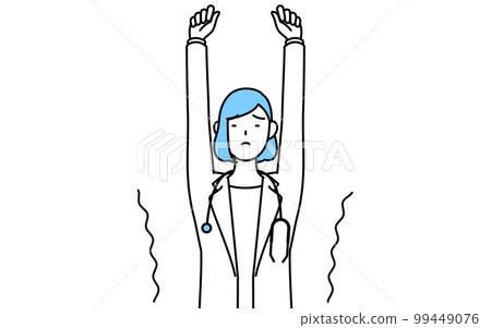一位穿著白大褂的女醫生伸伸懶腰 99449076