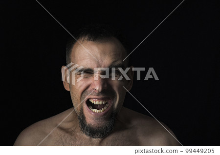 Panic attacks, loneliness. Person sad, anxious, stressed, depressed, emotional. Close-up of a man. Stop domestic violence. Emotional portrait of a man. 99449205