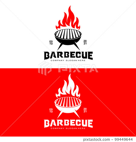 Barbeque Grill Logo, Grilled Food Vector, Design Suitable For Restaurant, Grill Shop, Smoked Meat 99449644