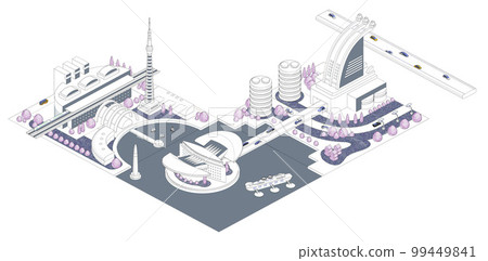 如果像塊一樣組合成未來大城市的城市景觀插圖“未來城市B”有變化 99449841