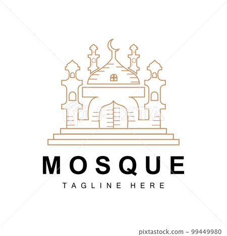 Mosque Logo, Islamic Worship Design, Eid Al Fitr Mosque Building Vector Icon Template, Ramadan, Eid Al Adha 99449980