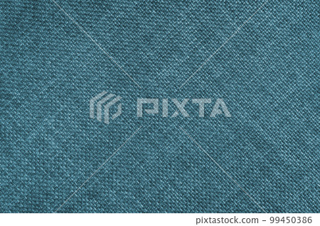 Jacquard woven upholstery, turquoise coarse fabric texture with diagonal weave lines, close up Jacquard woven upholstery, turquoise coarse fabric texture with diagonal weave lines, close up 99450386