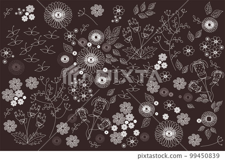 spring pattern with different flowers and leaves background spring pattern with different flowers and leaves background 99450839