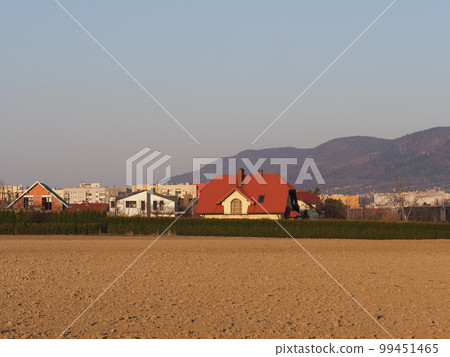 Farmland and suburbs in Bielsko-Biala city in Poland 99451465