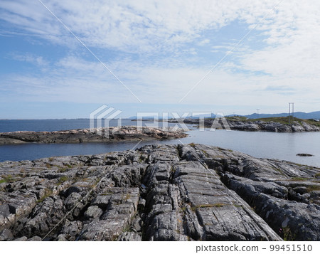 Rocky shore near Atlantic Ocean Road at Hustadvika town in Norway Rocky shore near Atlantic Ocean Road at Hustadvika town in Norway 99451510