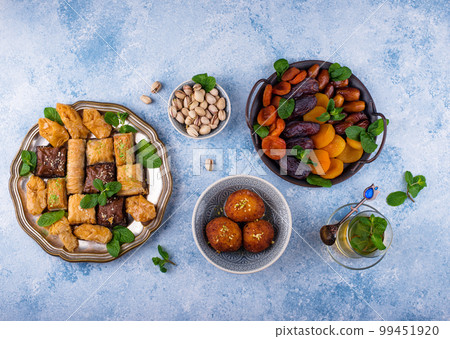 Ramadan iftar traditional desserts baklava and dates Ramadan iftar traditional desserts baklava and dates 99451920