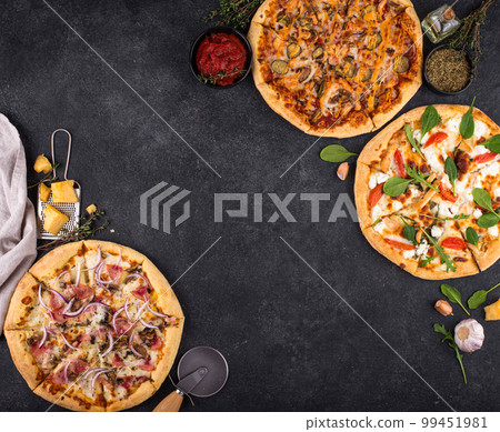 Assortment of various type of Italian pizza 99451981