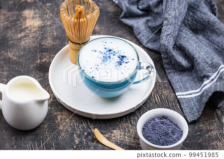 Blue matcha latte with milk 99451985
