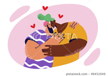 Couple man and woman make passionate kissing after long separation or break in relationship Couple man and woman make passionate kissing after long separation or break in relationship 99452049