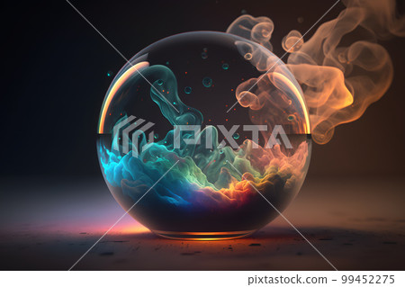 Magic cristal ball with mystery smoke effects of various colors. Neural network AI generated art Magic cristal ball with mystery smoke effects of various colors. Neural network AI generated art 99452275