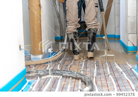 covering the floor heating with anhydride and concrete covering the floor heating with anhydride and concrete 99452378