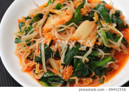Stir-fried vegetables with kimchi and chives Stir-fried vegetables with kimchi and chives 99452556