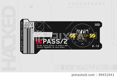 Cyberpunk decal. Vector sticker, label in futuristic style. Sci fi signs, inscriptions and symbols. Cyberpunk decal. Vector sticker, label in futuristic style. Sci fi signs, inscriptions and symbols. 99452841