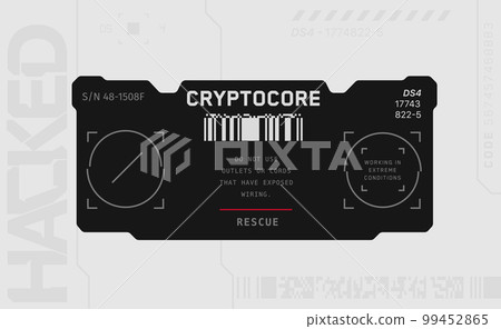 Cyberpunk decal. Vector sticker, label in futuristic style. Sci fi signs, inscriptions and symbols. Cyberpunk decal. Vector sticker, label in futuristic style. Sci fi signs, inscriptions and symbols. 99452865