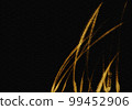 A background image in which a golden curve is drawn from the bottom to the top with a brush on a black background with a seigaiha pattern 99452906