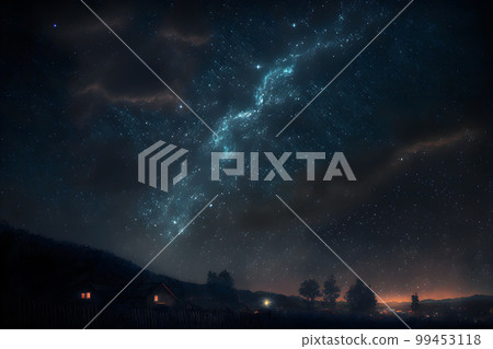 Surreal night sky full of stars and epic milky ways. Neural network AI generated art Surreal night sky full of stars and epic milky ways. Neural network AI generated art 99453118