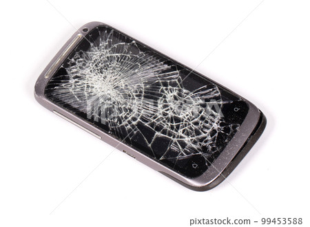 Broken display screen smartphone on white background Broken display screen smartphone on white background 99453588