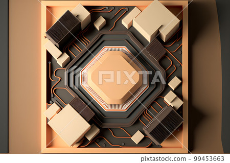 CPU processor with modern futuristic technology appearance. Neural network AI generated art 99453663