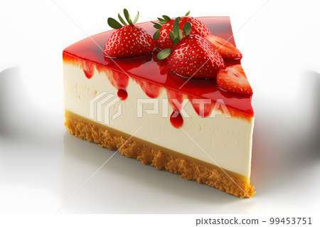 Piece of cheesecake with fresh strawberries and mint. Neural network AI generated art Piece of cheesecake with fresh strawberries and mint. Neural network AI generated art 99453751