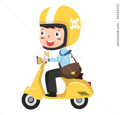 Businessman going to work by scooter motorcycle flat 99454102