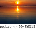 Red sunset over river. South Ukraine landscape. 99456313