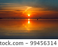 Red sunset over river. South Ukraine landscape. 99456314