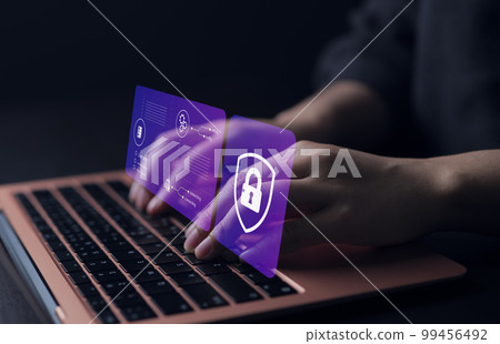 Cybersecurity concept, Woman is logging in with a username and password. data protection, information security and encryption, secure access to personal information, internet security access, 99456492