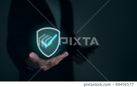 Standard quality control certification assurance concept. Guarantee product and ISO service concept. Businessman hand show the sign of the top service the best Quality assurance, Best Product Warranty 99456577