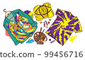 Draw on clothes jacket and t-shirt painted with paints 99456716