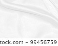 white silk textured cloth background,Closeup of rippled satin fabric with soft waves. 99456759
