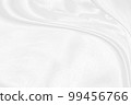 white silk textured cloth background,Closeup of rippled satin fabric with soft waves. 99456766