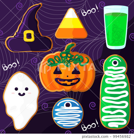 Halloween gingerbread cookies vector Halloween gingerbread cookies vector 99456982