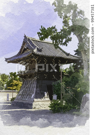 Watercolor-style Saidaiji Bell Tower, Nara City, Nara Prefecture Watercolor-style Saidaiji Bell Tower, Nara City, Nara Prefecture 99457381