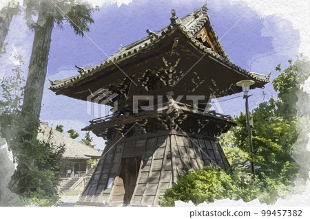 Watercolor-style Saidaiji Bell Tower, Nara City, Nara Prefecture Watercolor-style Saidaiji Bell Tower, Nara City, Nara Prefecture 99457382